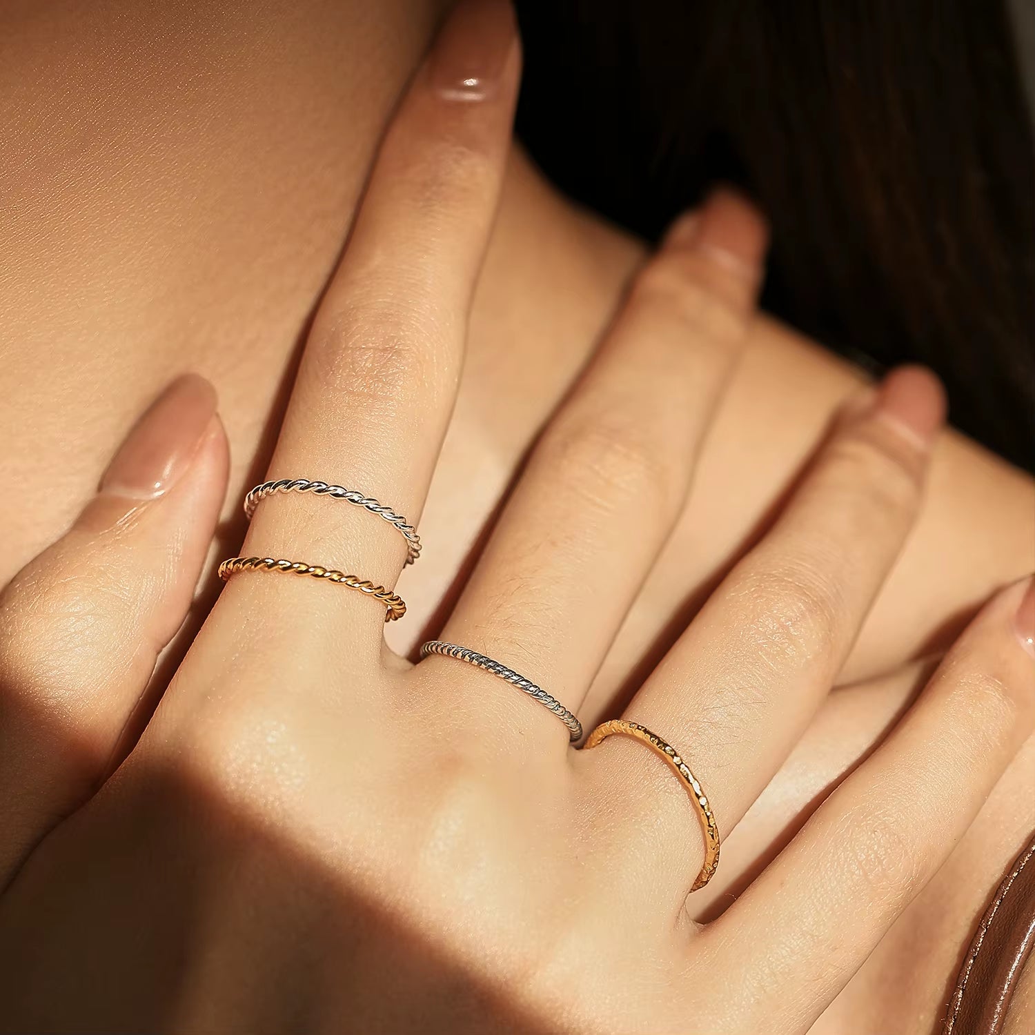 925 Sterling Silver Simple Fashion Stackable Ring Classic Wave Geometric Exquisite Finger Rings for Women Party Jewelry